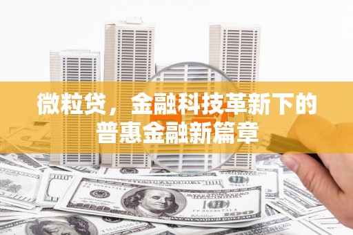毕节微粒贷，金融科技革新下的普惠金融新篇章