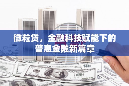 毕节微粒贷，金融科技赋能下的普惠金融新篇章