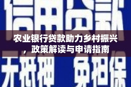 毕节农业银行贷款助力乡村振兴，政策解读与申请指南