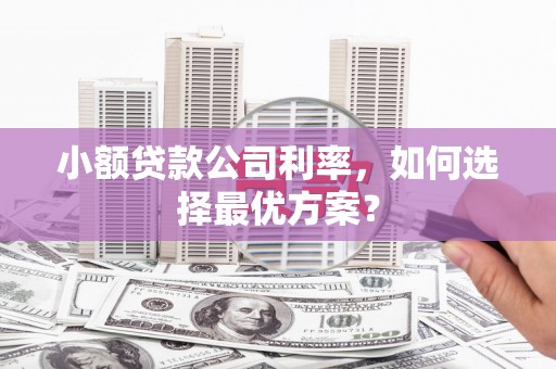 毕节小额贷款公司利率，如何选择最优方案？