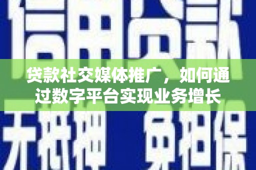 毕节贷款社交媒体推广，如何通过数字平台实现业务增长