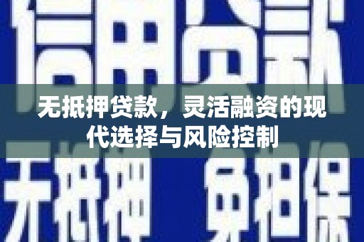 毕节无抵押贷款，灵活融资的现代选择与风险控制