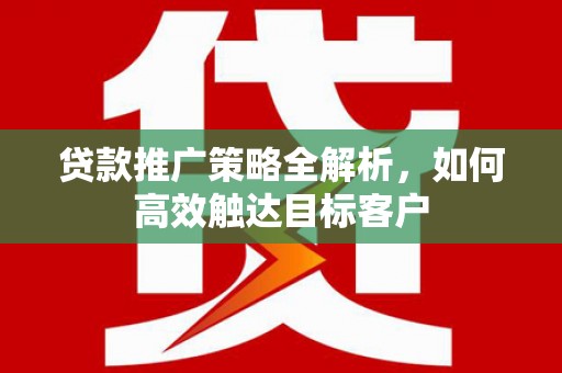 毕节贷款推广策略全解析，如何高效触达目标客户