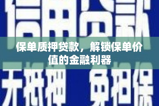 毕节保单质押贷款，解锁保单价值的金融利器