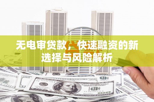 毕节无电审贷款，快速融资的新选择与风险解析