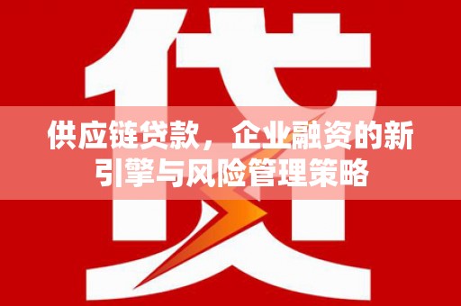 毕节供应链贷款，企业融资的新引擎与风险管理策略