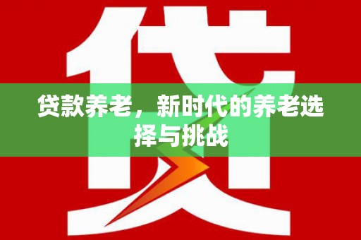 毕节贷款养老，新时代的养老选择与挑战